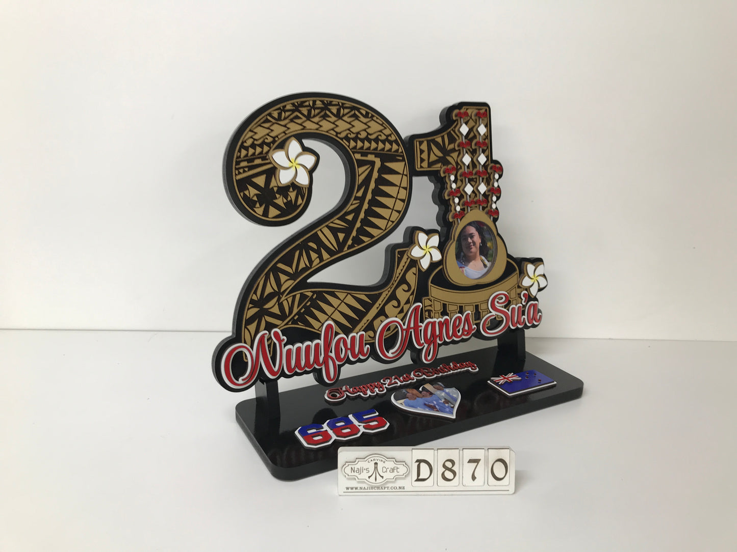 D870 Samoan 21st Plaque