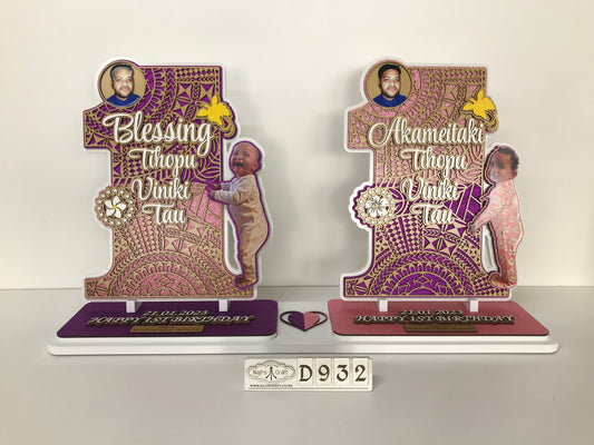 D938 Twins First Birthday Plaque